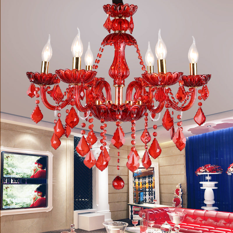 Aurelia Crimson Crystal Chandelier for Modern Living Rooms | Lersk