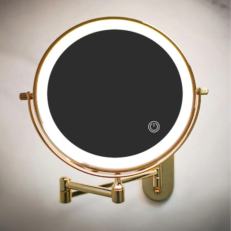 Luxeva Gold Rechargeable LED Magnifying Mirror For Bathroom | Lersk