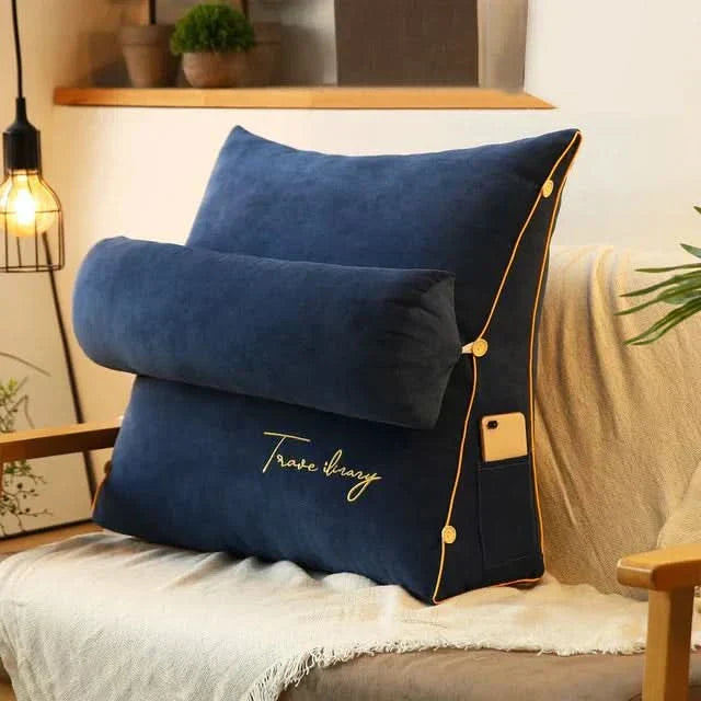 Wedge Back Support Pillow With Neck Roll For Reading, Working And Lounging On Any Chair Or Bed | Lersk