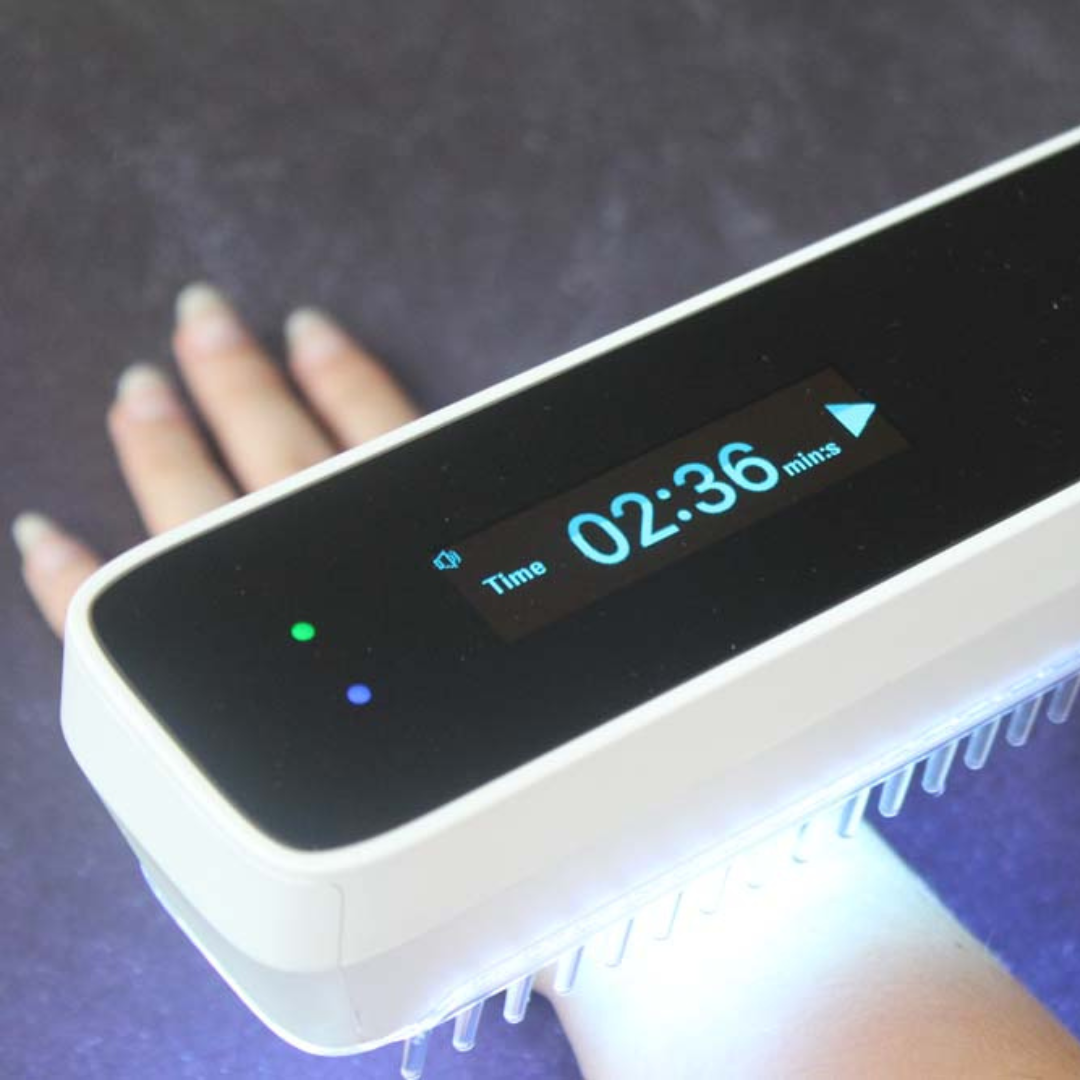 AureaPulse Přenosná UVB Úzkopásmová Fototerapeutická Lampa s Časovačem a Dotykovým Ovládáním | Lersk