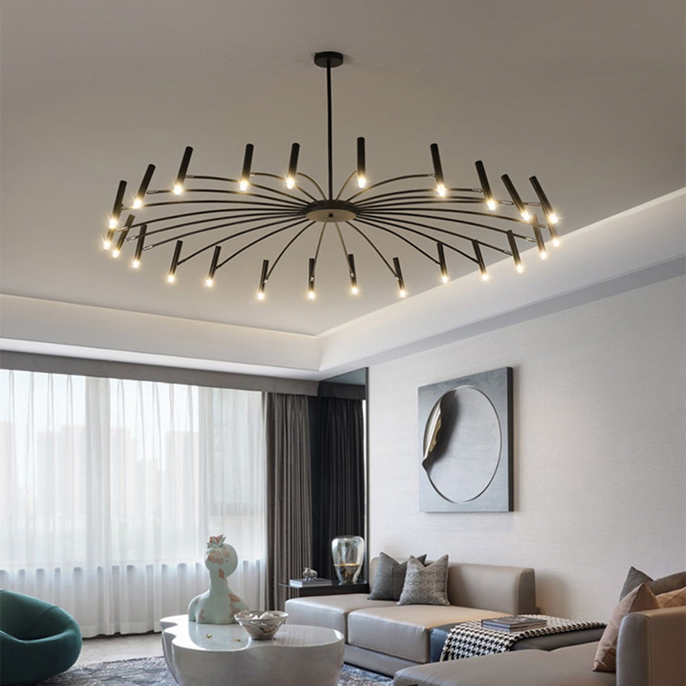 ElaraLuxe Gold and Black LED Chandelier for Modern Living | Lersk