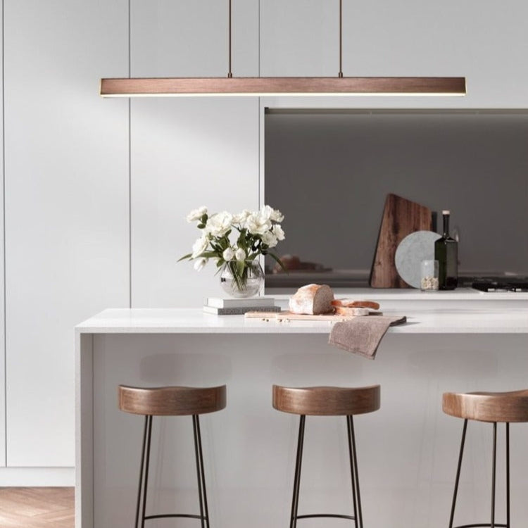 Aureon lineární LED lustr pro jídelnu a kancelář v černé nebo hnědé | Lersk