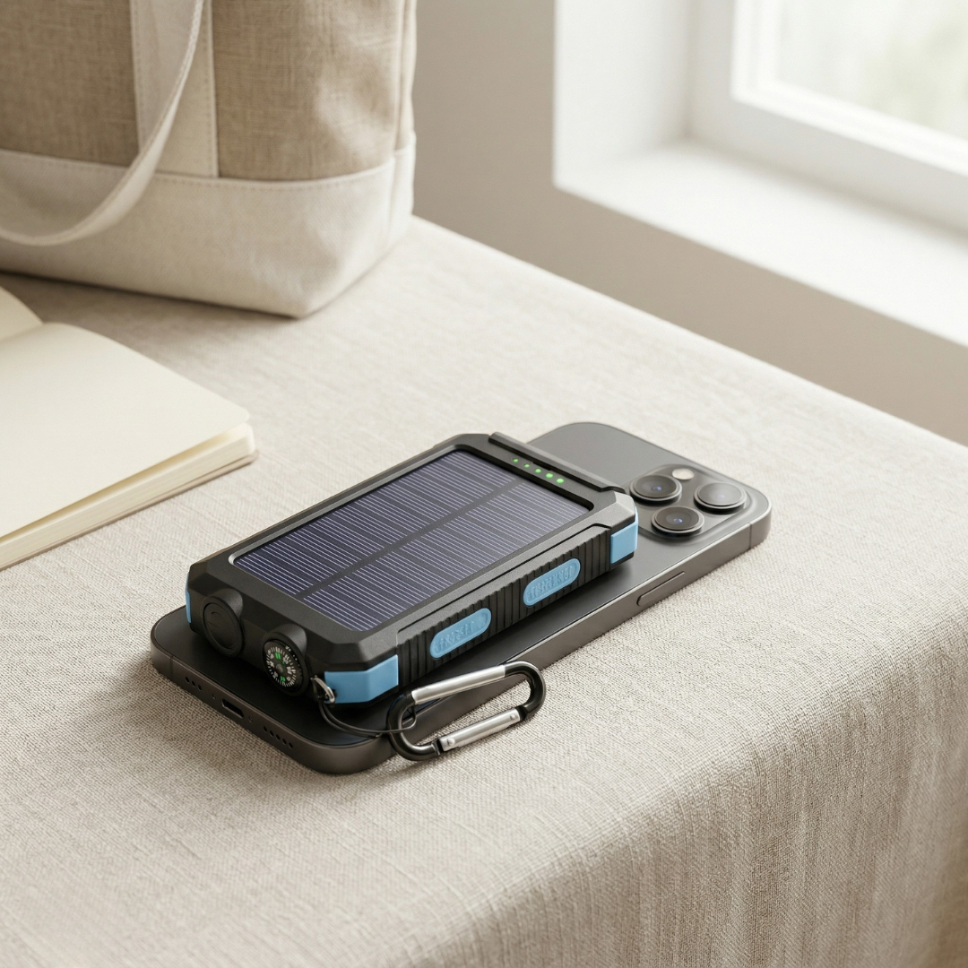 Solar-Powerbank mit LED-Licht Tragbares Ladegerät für den täglichen Gebrauch | Lersk