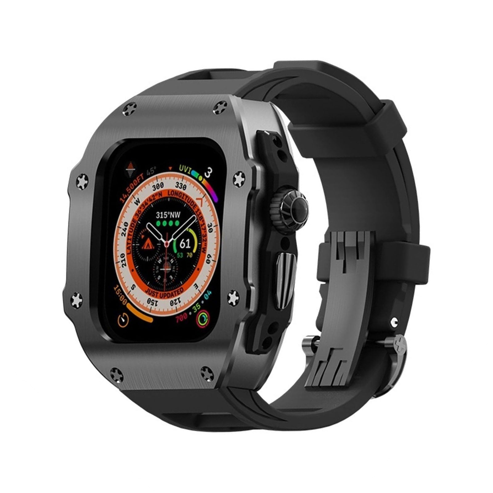 Kirell Arc Serie Cassa in Acciaio Inossidabile con Cinturino in Gomma Fluoro per Apple Watch Ultra | Lersk