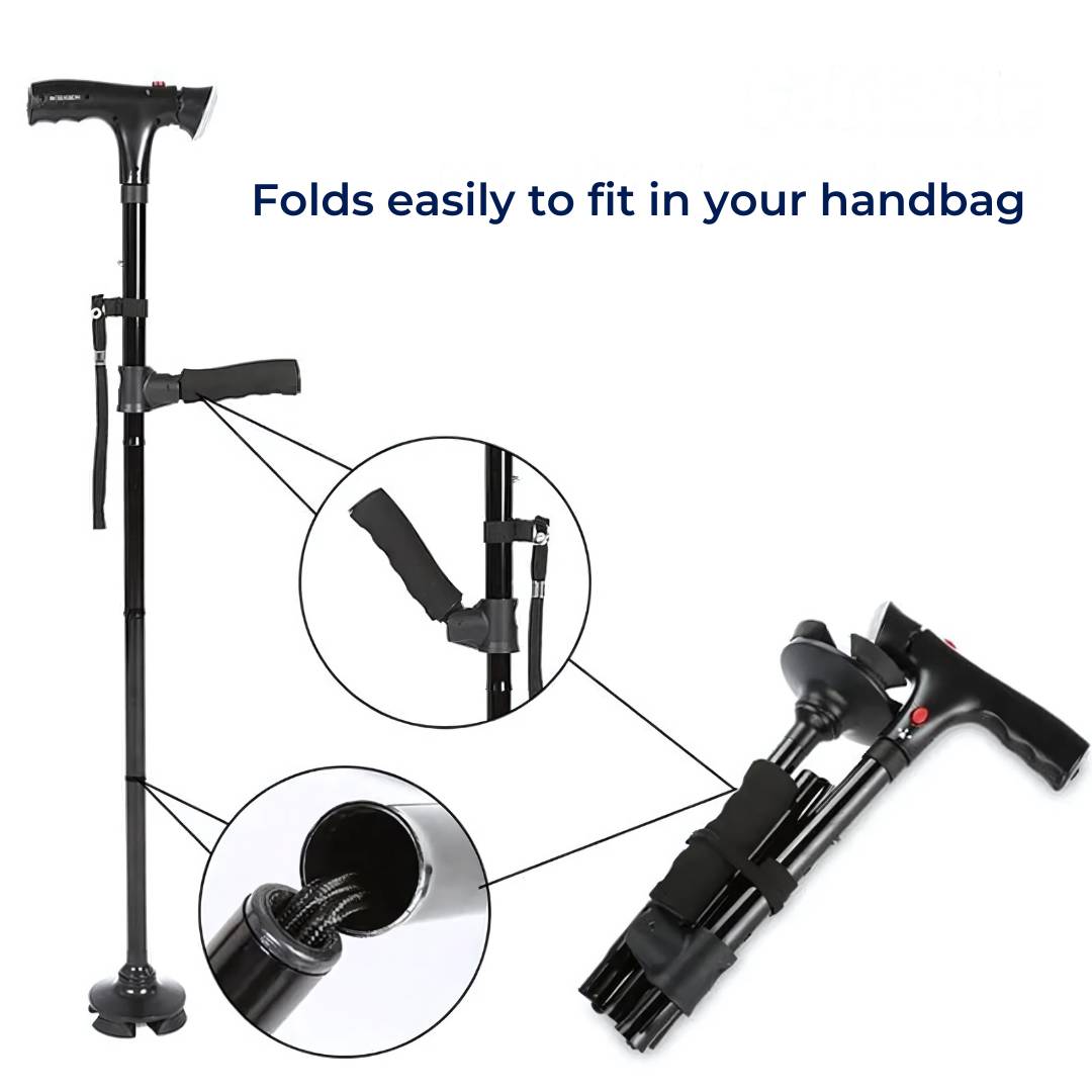 TrailEase Folding Telescopic Cane With LED Light And Alarm | Lersk
