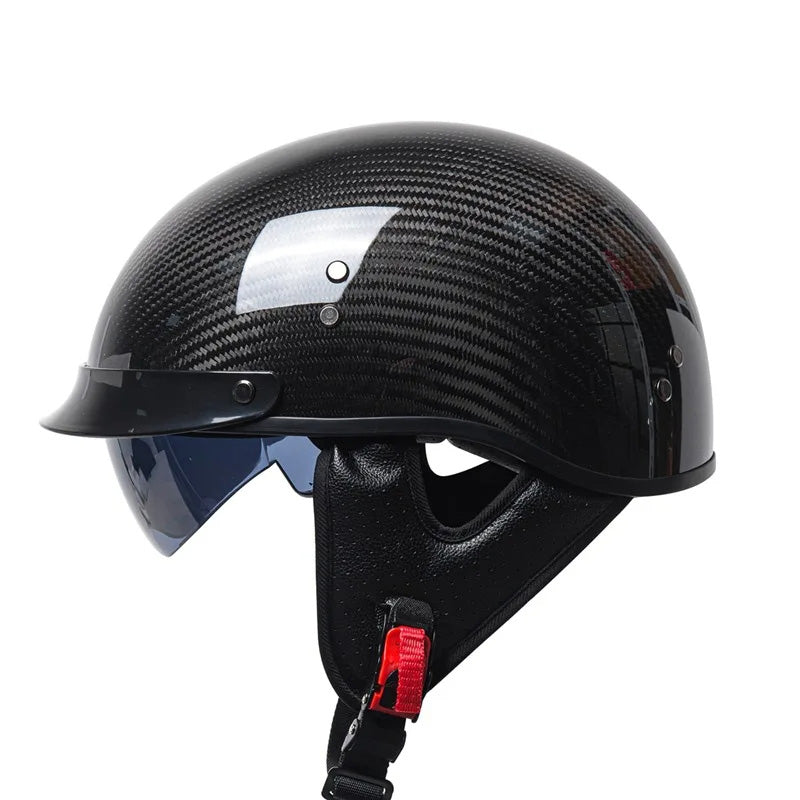CarbonFiber Retro Half Face Helmet For Riders Lightweight DOT ECE Approved | Lersk