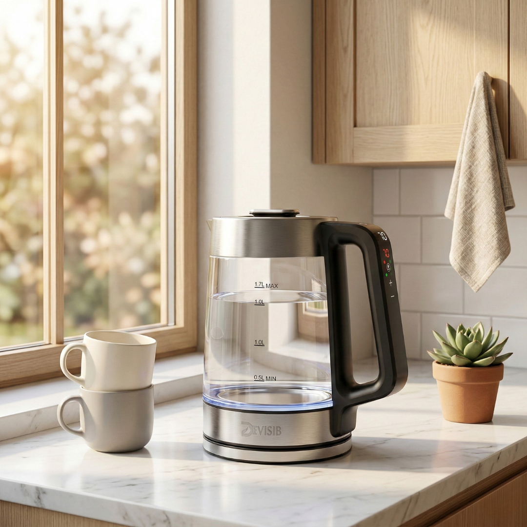 Intelligenter Glas-Elektrowasserkocher mit klarem Digitaldisplay | Lersk