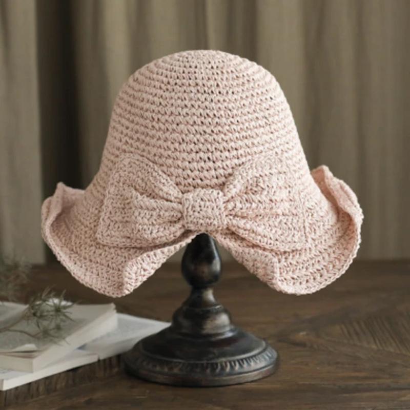 Retro Folding Straw Hat With Bow Retro Folding Straw Hat With Bow Retro Folding Straw Hat With Bow | Lersk