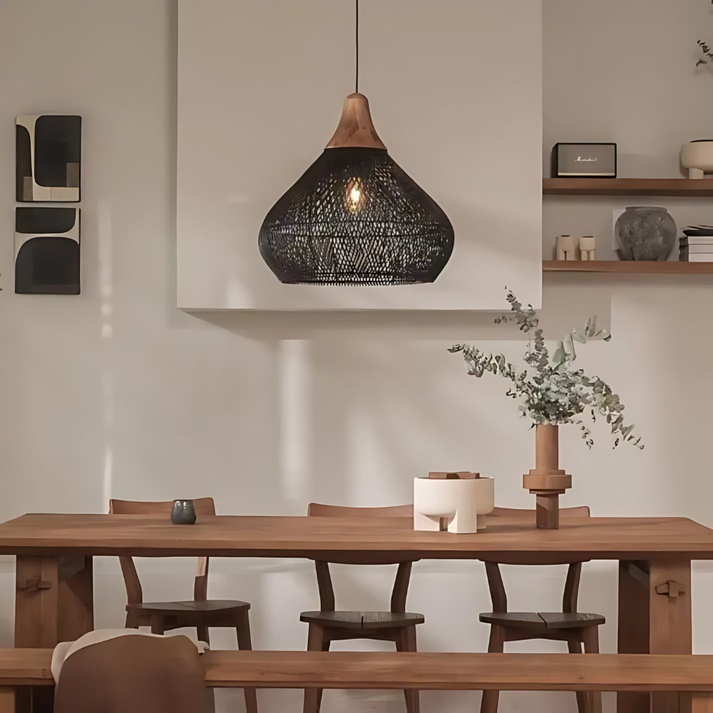 Asterra Handwoven Rattan Pendant Light Boho Ceiling | Lersk