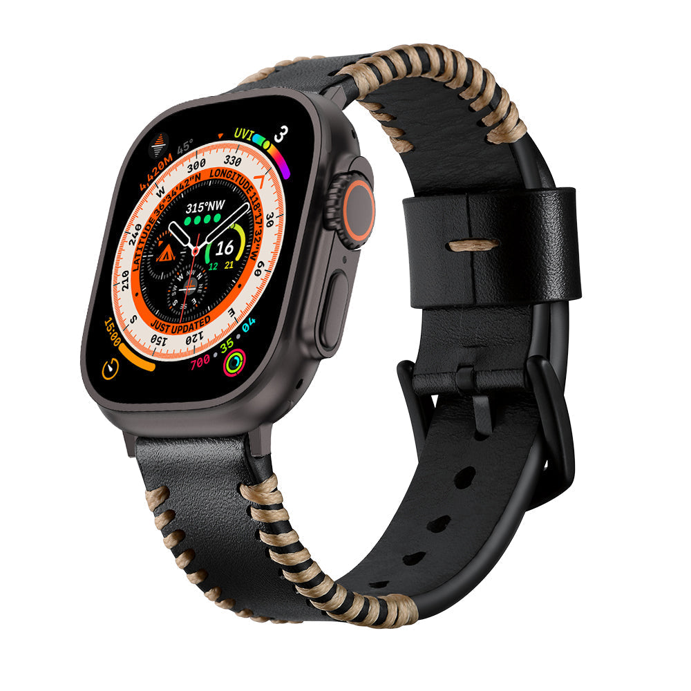 Håndsyet læderrem til Apple Watch | Lersk