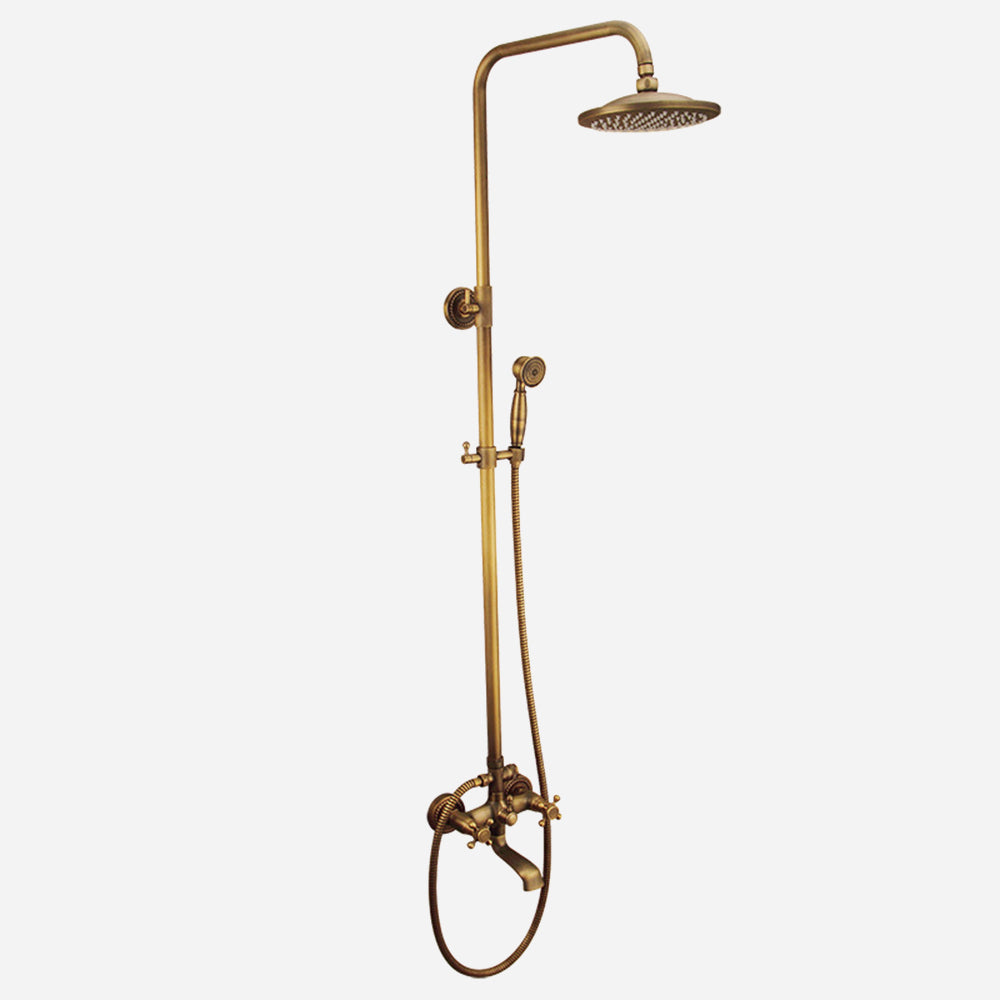 Vintage Copper Shower Kit with Brass Tap and Functional Showerheads | Lersk