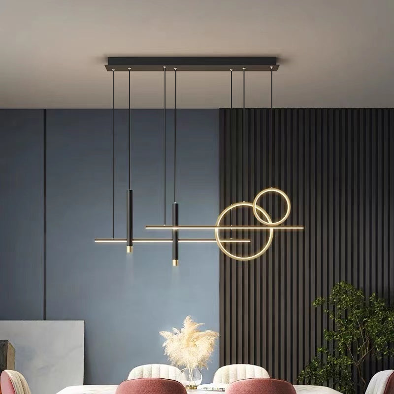 NoirLuxe černý kovový LED lustr do obývacího pokoje | Lersk