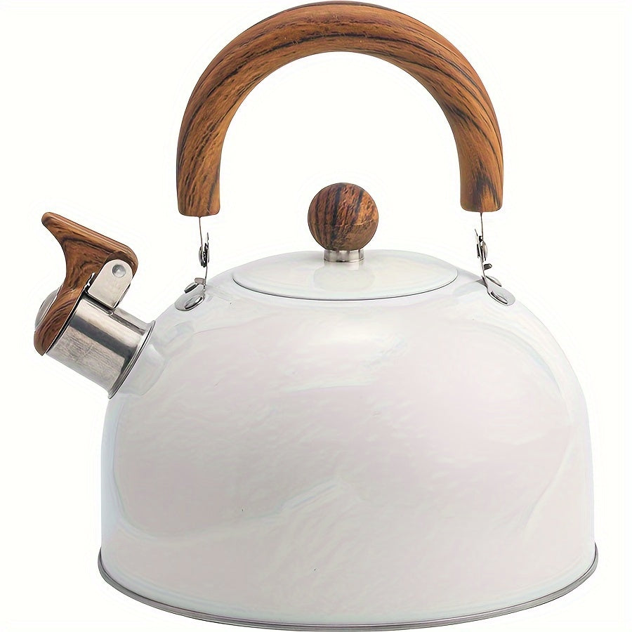 Bouilloire sifflante Veridia 3L avec accents en bois émaillée | Lersk
