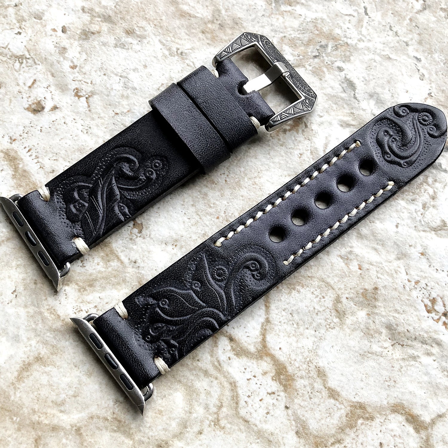 Sera Hand-Engraved Embossed Leather Band for Apple Watch | Lersk