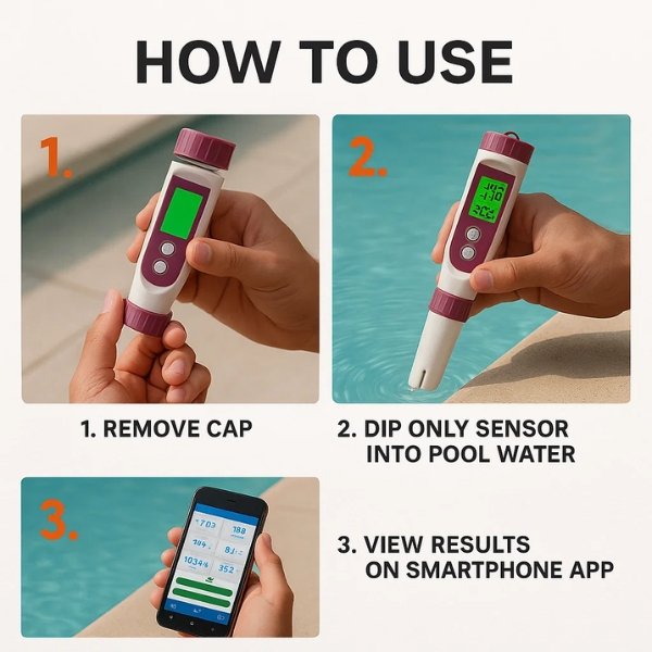 AquaSense 7-In-1 Digital Pool Tester For pH And Chlorine | Lersk