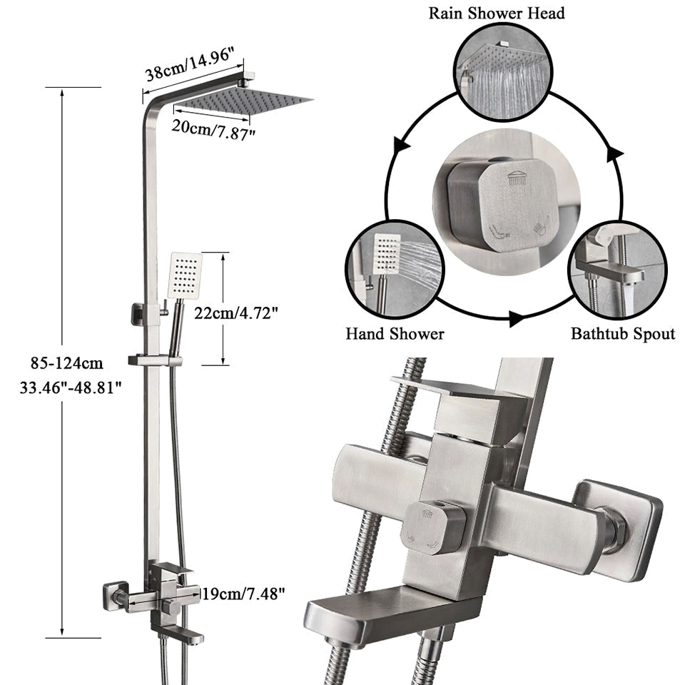 Nyra Dual Mixer Rain Shower System With Handheld Spray Easy Install | Lersk