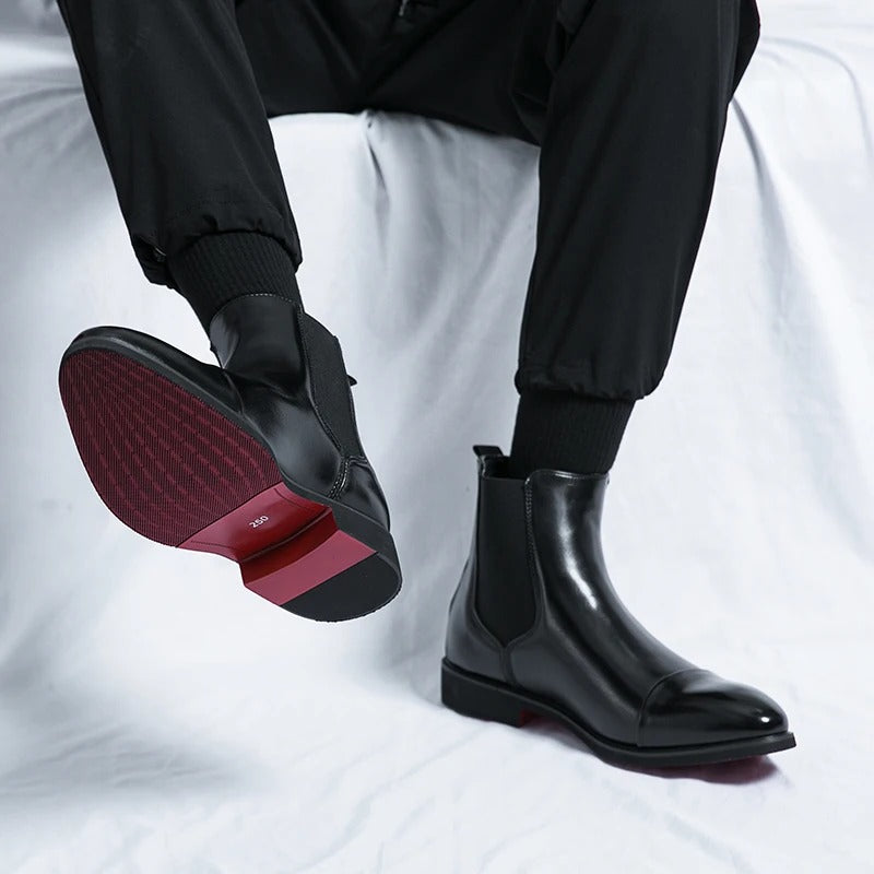 Vairox Crimson Chelsea Boots Genuine Leather Red Sole | Lersk
