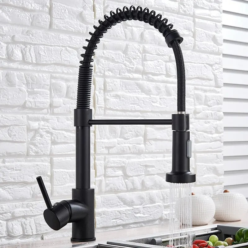 Aquaspin Matt-Schwarzer Küchenarmatur mit 360-Grad-drehbarem Kopf für moderne Küchen | Lersk