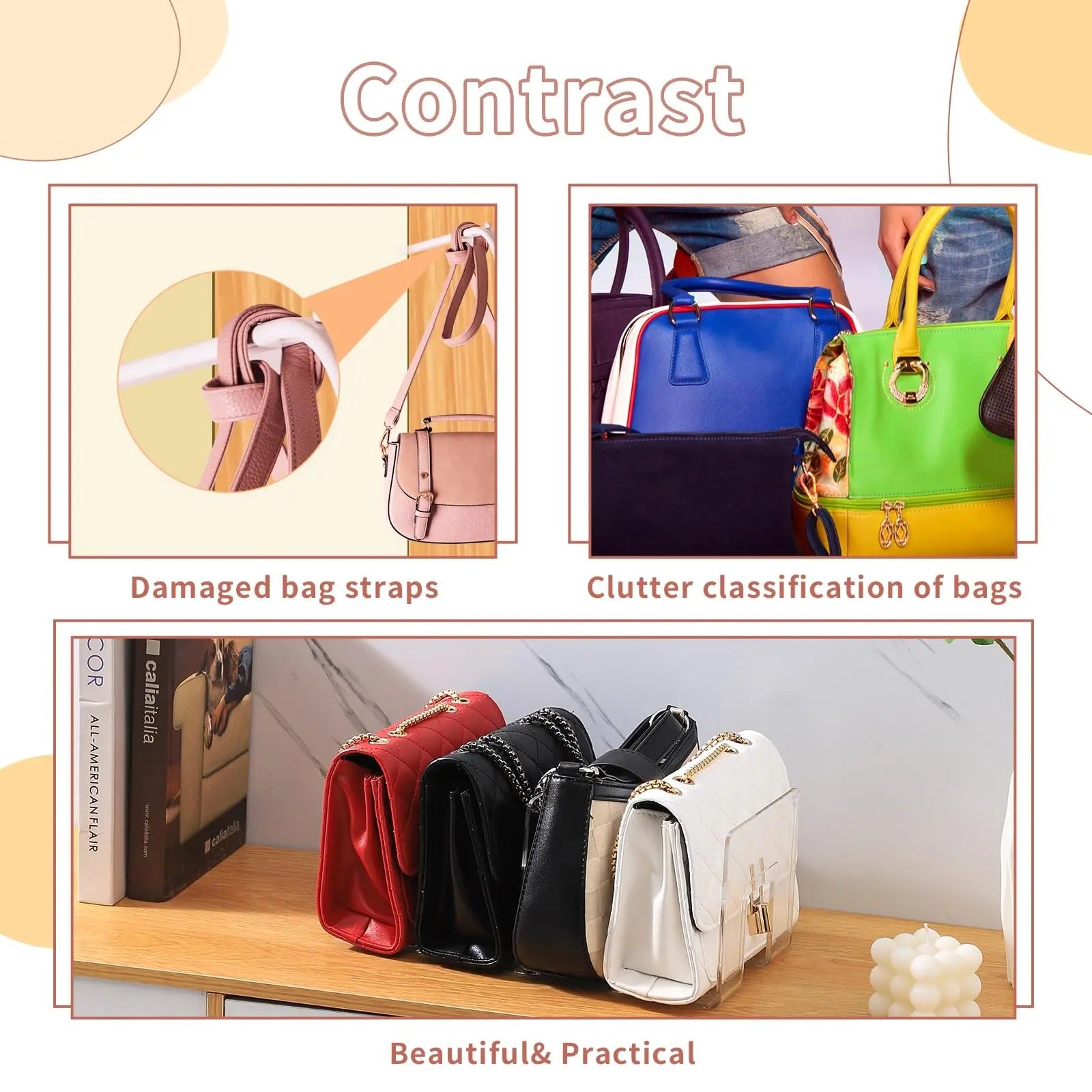 Clear Acrylic Purse Organizer Shelves For Purses In Order | Lersk