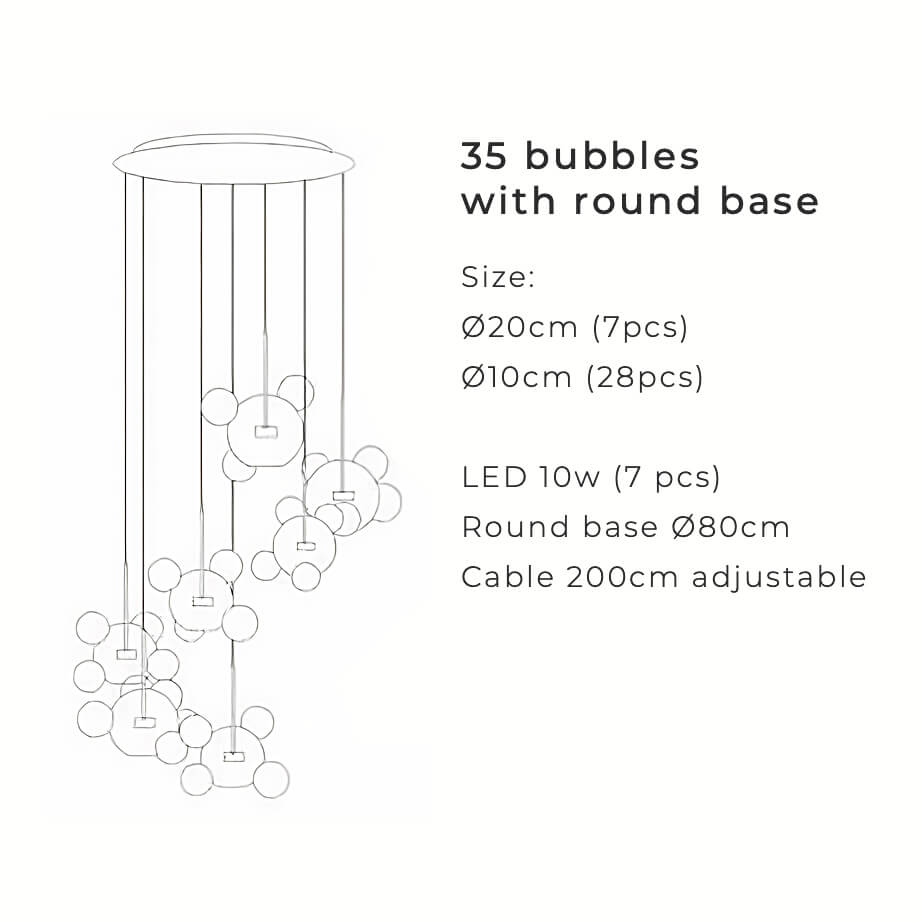 Greve Chandelier Snow White Glass Spheres Matte or Crystal Clear for Nordic Decor | Lersk