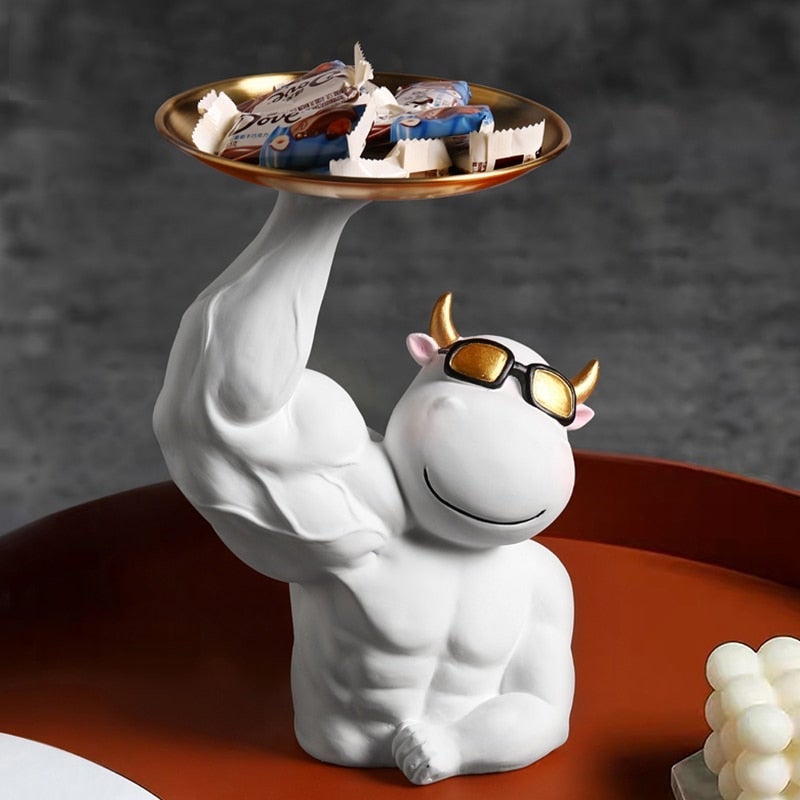 Luxio Gold Cow Tray Decor for Tables and Desks Rich Design | Lersk