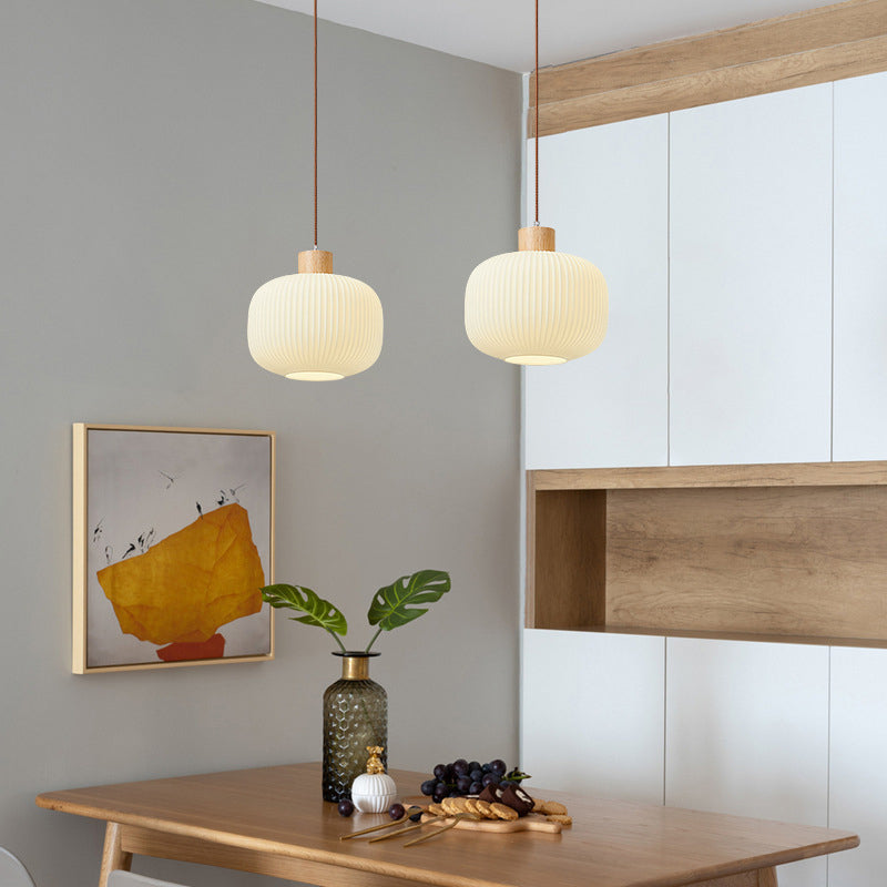 TimberGlow Wood and Glass Pendant Lamp with LED Lighting | Lersk