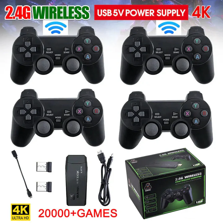 HDMI 4K TV herní konzole s 64GB a více než 20 000 retro hrami a dvěma bezdrátovými ovladači | Lersk