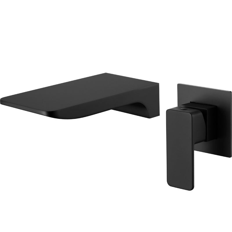 Creative Wall Mounted All-Copper Black Waterfall Faucet for Wash Basin with Concealed Dual Control Hot and Cold | Lersk