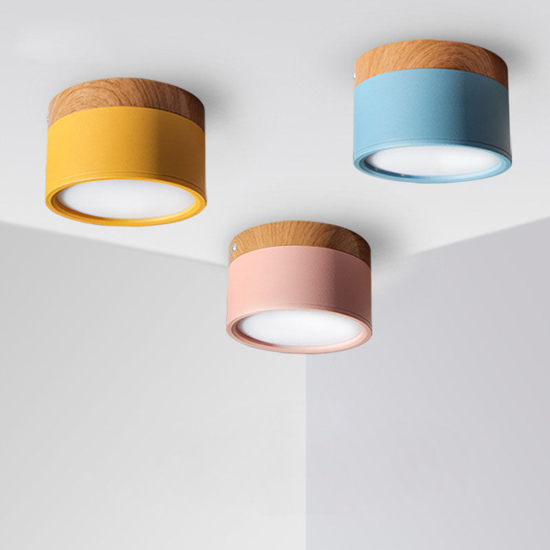 Ming Monteret Macaron LED Downlight, 12W, Træstruktur, Tre-farvet Dæmpbar Lys til Veranda, Korridor og Soveværelse | Lersk