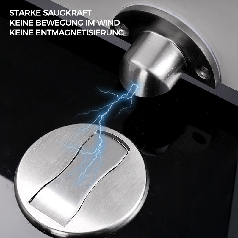 Invisible Magnetic Door Stop In Stainless Steel With Magnetic Catch And Mounting Plate | Lersk