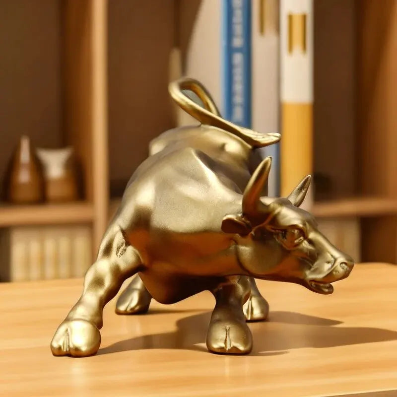 Gilded Wall Street Bull Decor Icon for Luxurious Space | Lersk