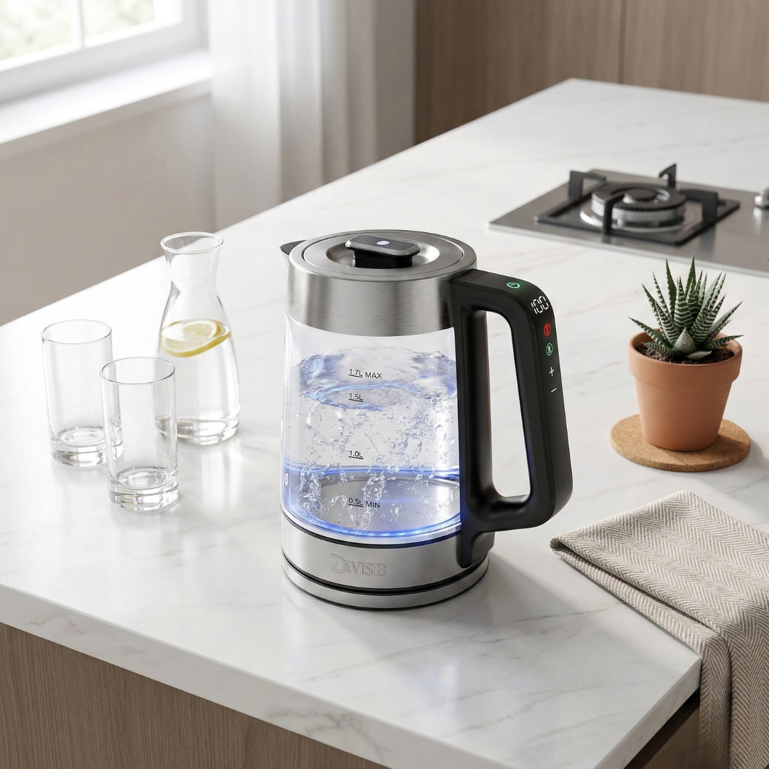 Intelligenter Glas-Elektrowasserkocher mit klarem Digitaldisplay | Lersk