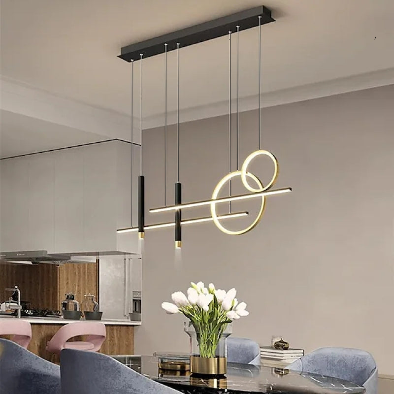 NoirLuxe černý kovový LED lustr do obývacího pokoje | Lersk