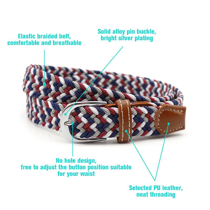 Stretch geflochtener Gürtel mit bequemem Sitz, Luftzirkulation, lochfreiem Design und verstellbarer Knopfposition | Lersk