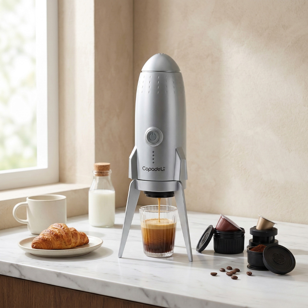 Selbsterhitzende tragbare Espressomaschine für Reisen und den Außenbereich | Lersk