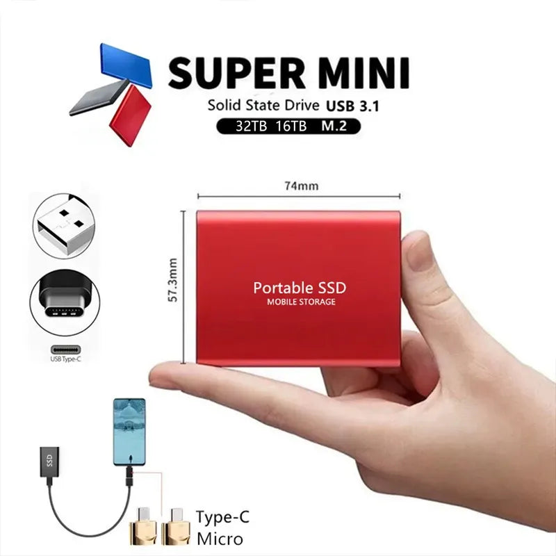 قرص صلب خارجي SSD بسعات 1 تيرابايت، 2 تيرابايت، 4 تيرابايت، 8 تيرابايت، 12 تيرابايت، 16 تيرابايت، 32 تيرابايت، 64 تيرابايت للتخزين الخارجي | Lersk