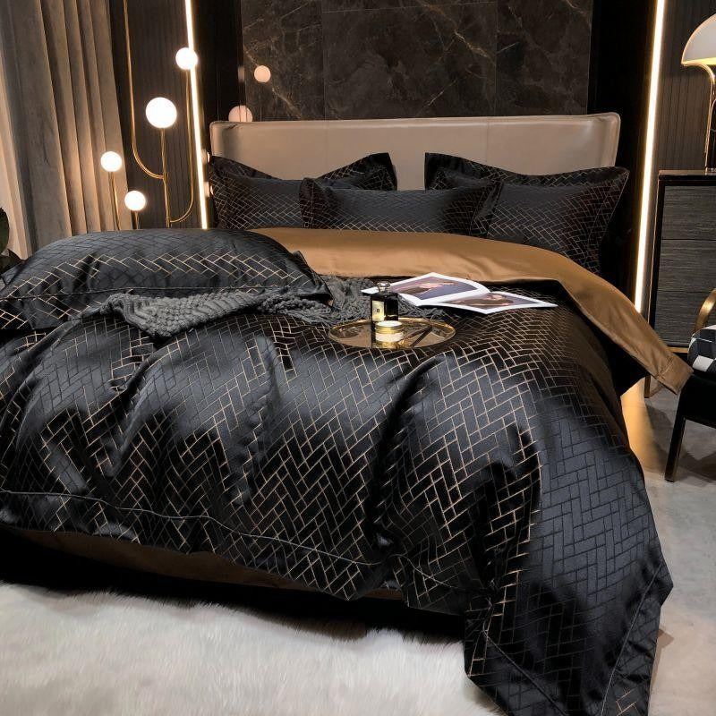 Calista Noire Egyptian Cotton Satin Bedding Set for Sleep | Lersk