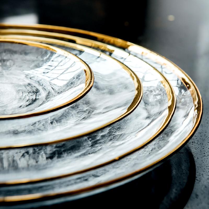 Aurelia Dinnerware Set with Glass Blur Finish Round Plates | Lersk