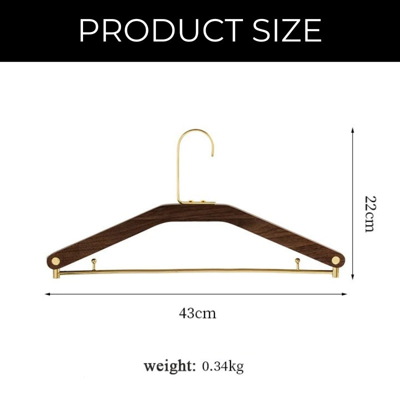 Arcora Walnut Brass Clothes Hangers for Coats, Jackets and Trousers | Lersk