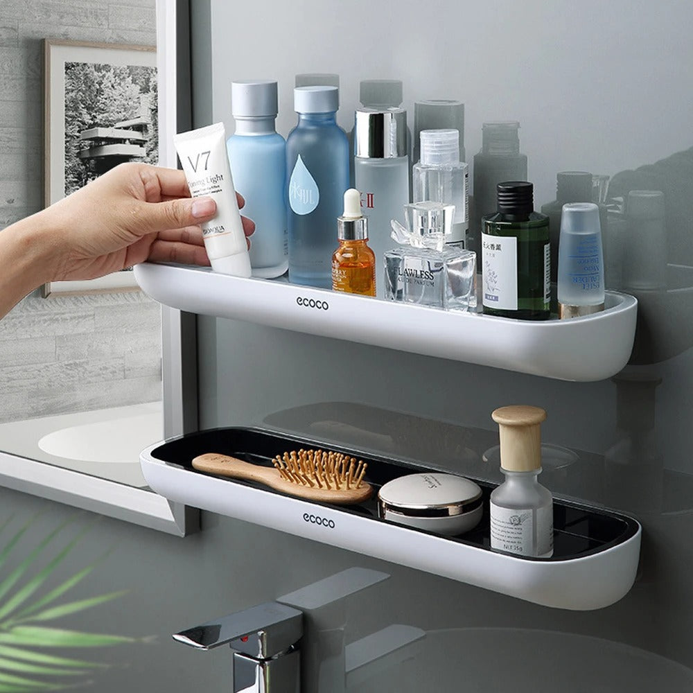 Wall Mounted Shampoo Storage Rack No Drill Compact Shower Organizer With Towel Bar | Lersk