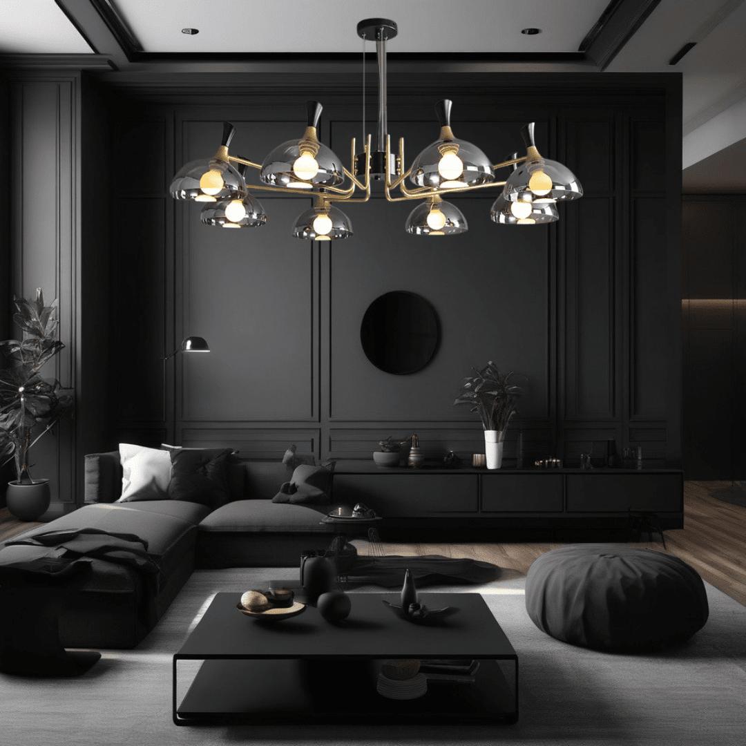 Lucentus | LED Chandelier in Black Glass | Lersk