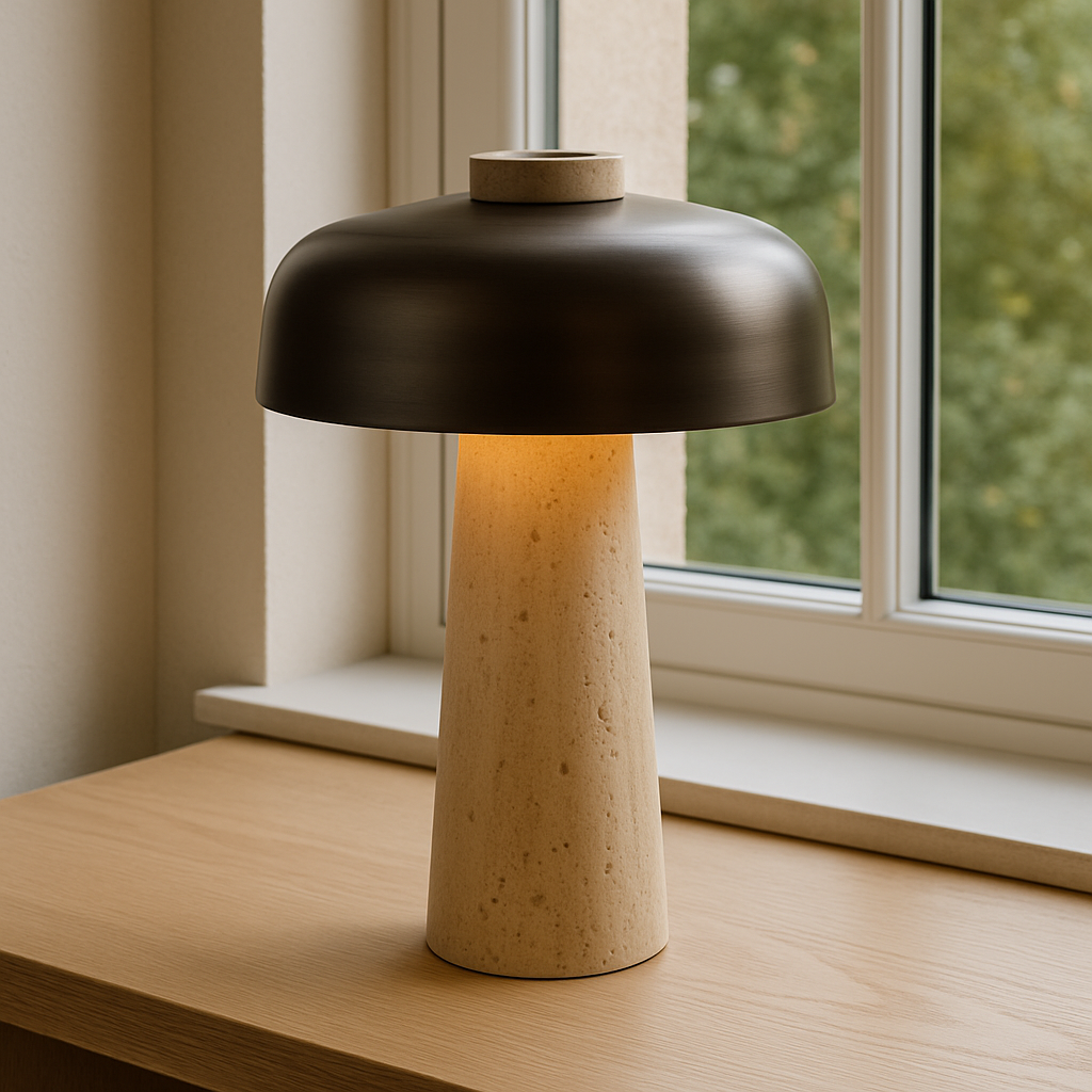 Mushroom Table Lamp With Stone Base, Modern Decorative Light | Lersk