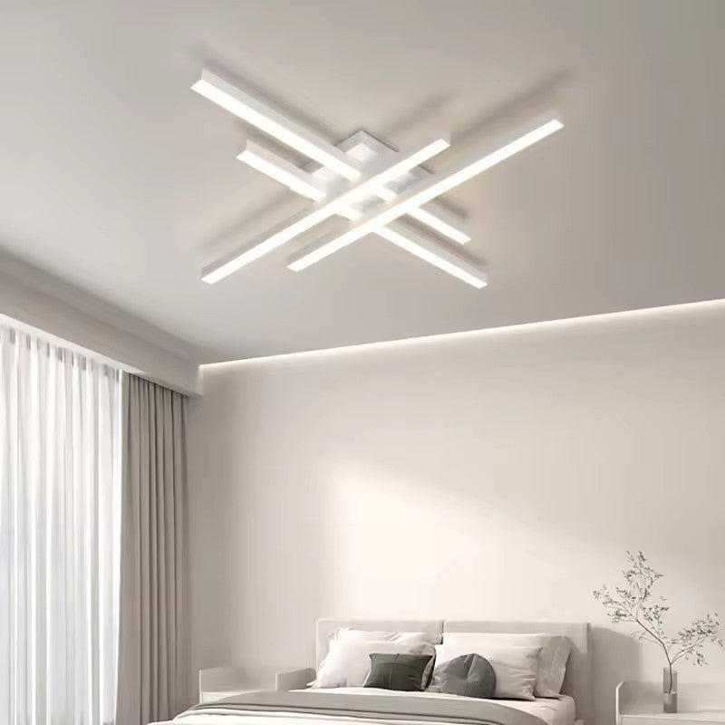 Modern Linear 4-Head LED Ceiling Light With Dimmable Brightness In White Or Black Finish | Lersk