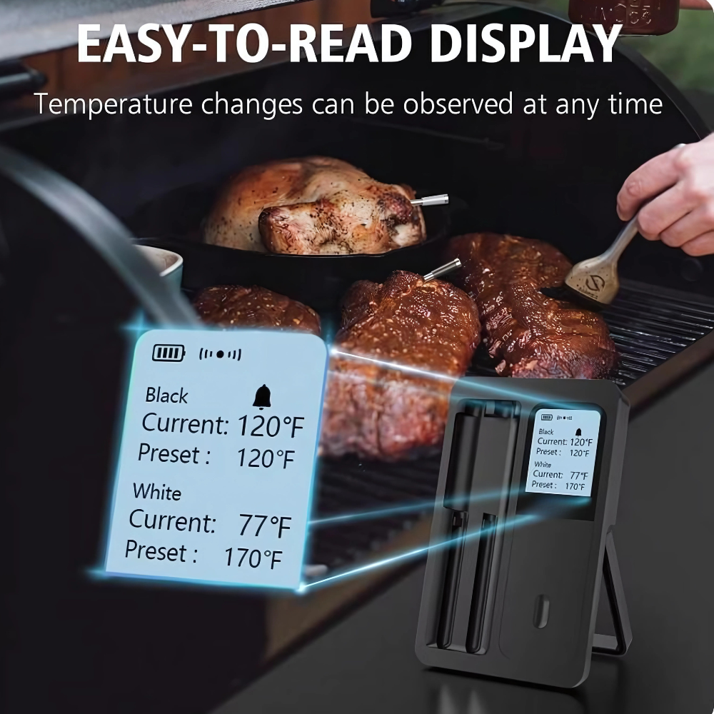 Smart Wireless Meat Thermometer with Bluetooth & Wi-Fi App Monitoring | Lersk