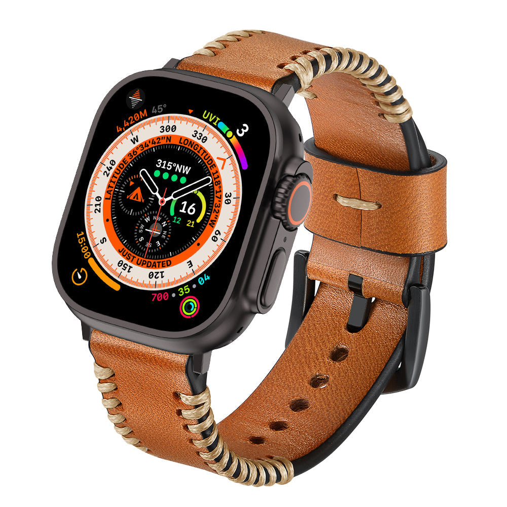 Håndsyet læderrem til Apple Watch | Lersk