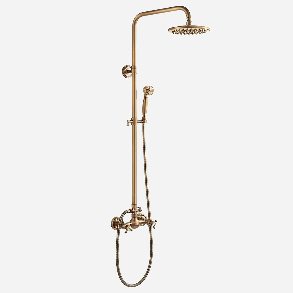 Loxley Vintage Bronze Justerbart Væghængt Messingbrusesæt | Lersk