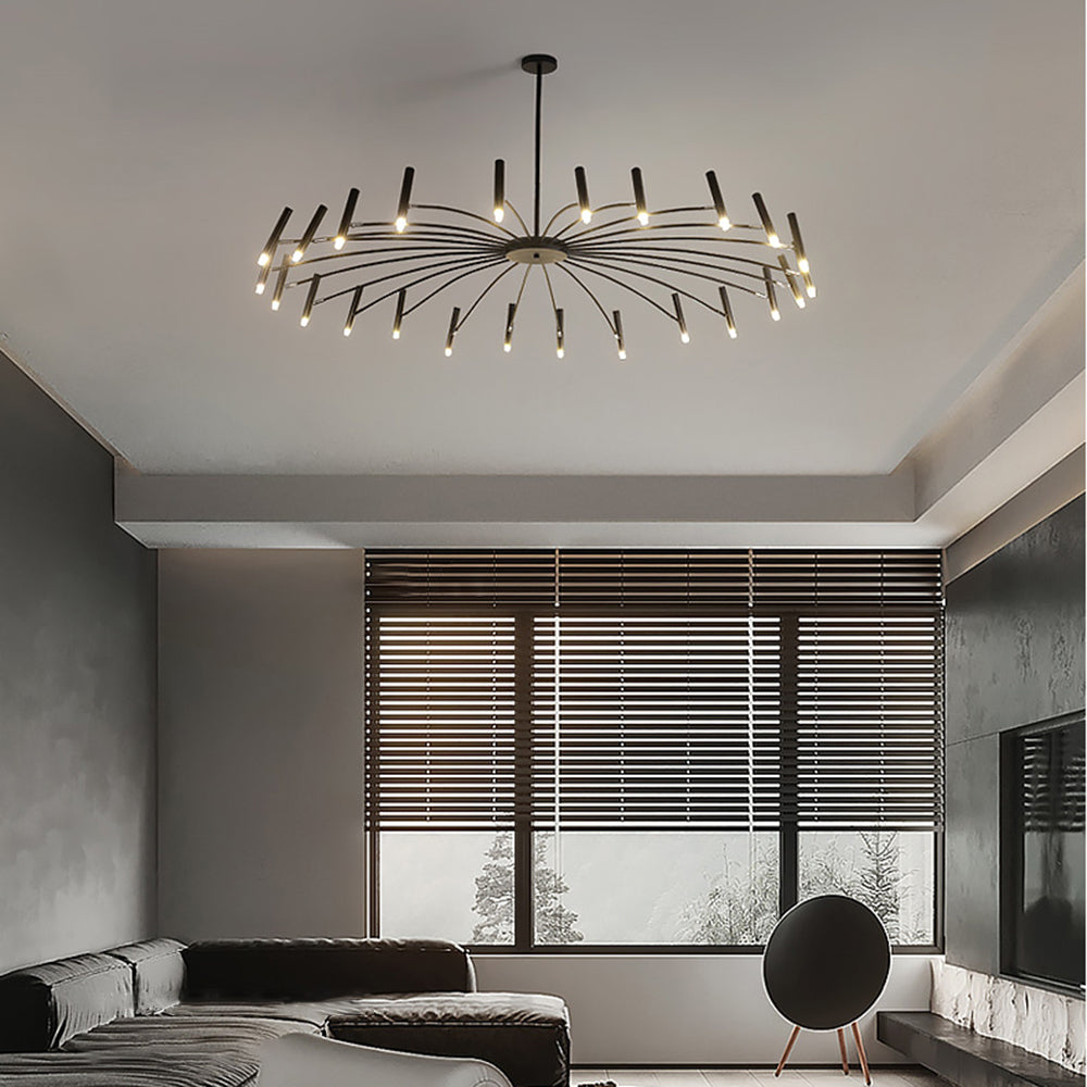 ElaraLuxe Gold and Black LED Chandelier for Modern Living | Lersk