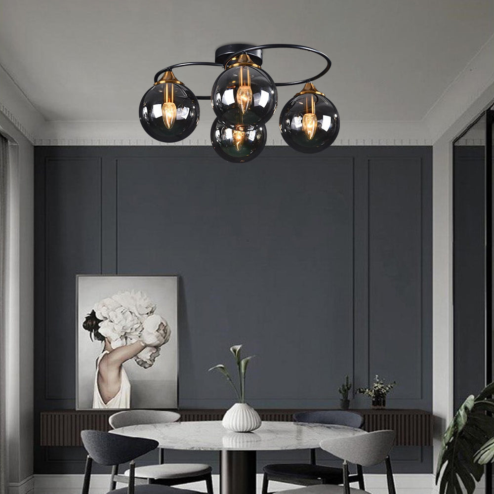 LuminaraArc Vintage runder rauchglasiger Kronleuchter dimmbar
