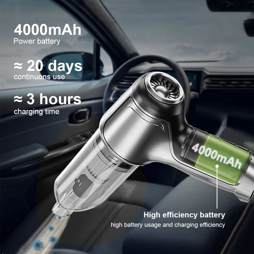 Wireless Car Vacuum Cleaner 95000Pa Powerful For Drivers