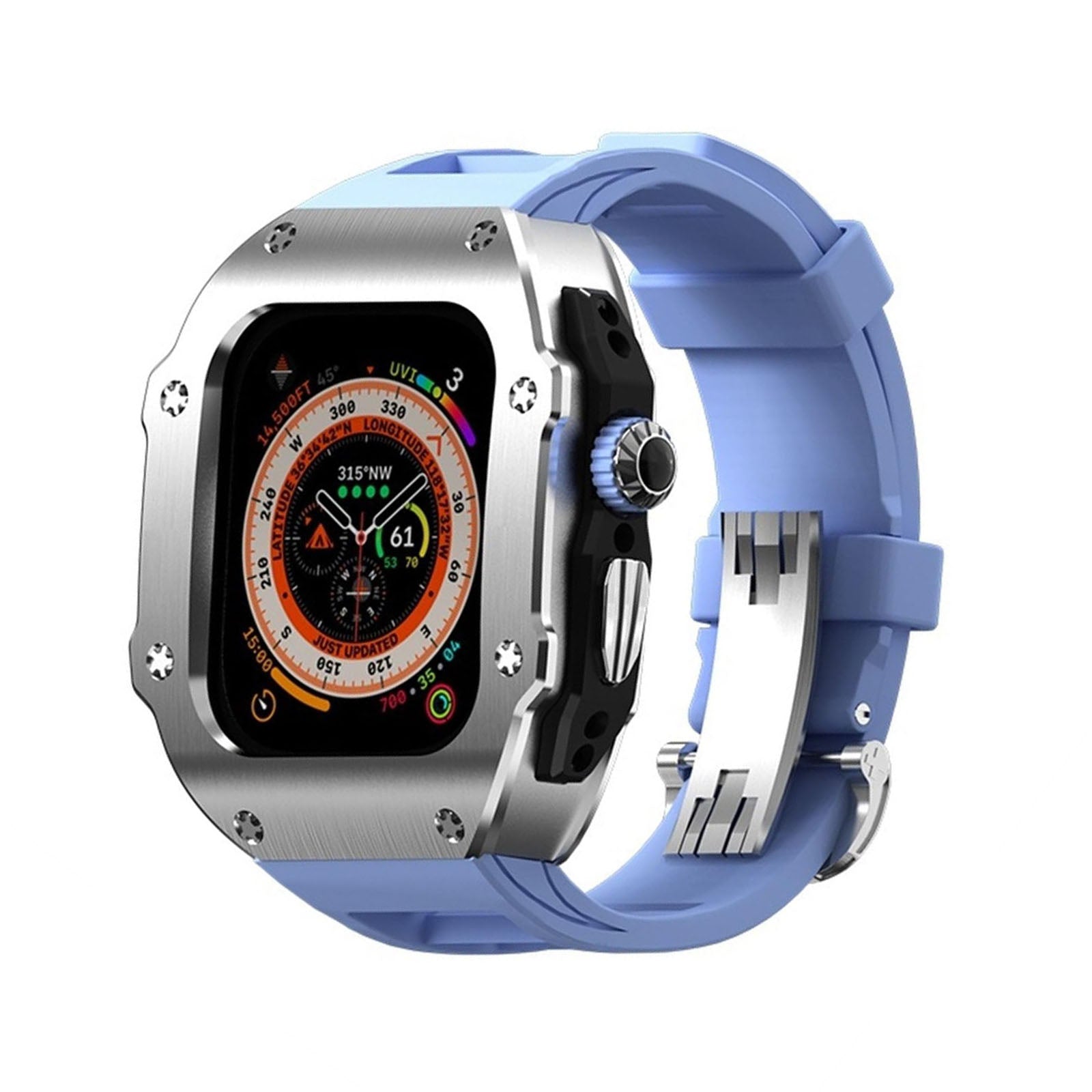 Ravelle Series | Fluororubber Band & Stainless Steel Case for Apple Watch Ultra | Lersk